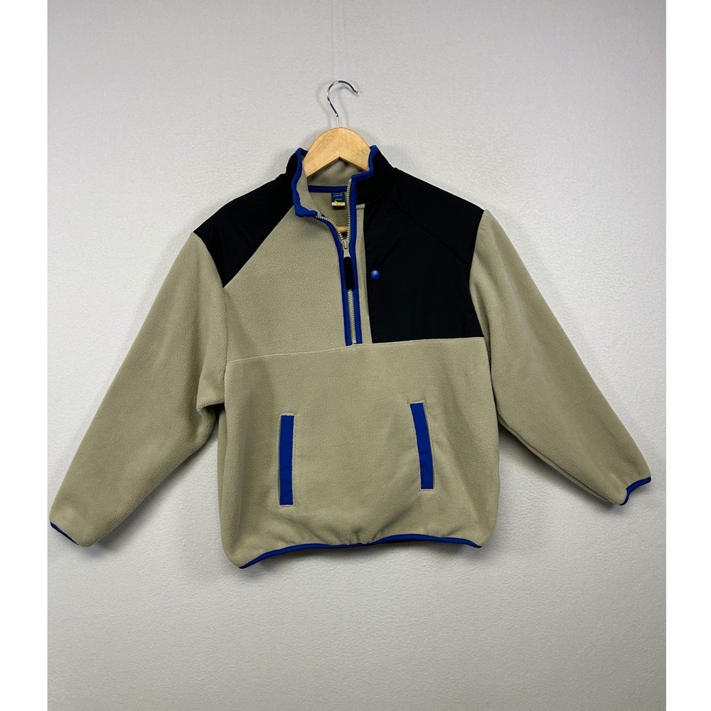 Gorpcore‎ Old Navy Girls L 10-12 Tan Blue Colorblock Quarter Zip Fleece Pullover